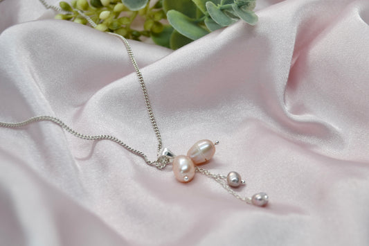 Pink Pearl Cluster Necklace