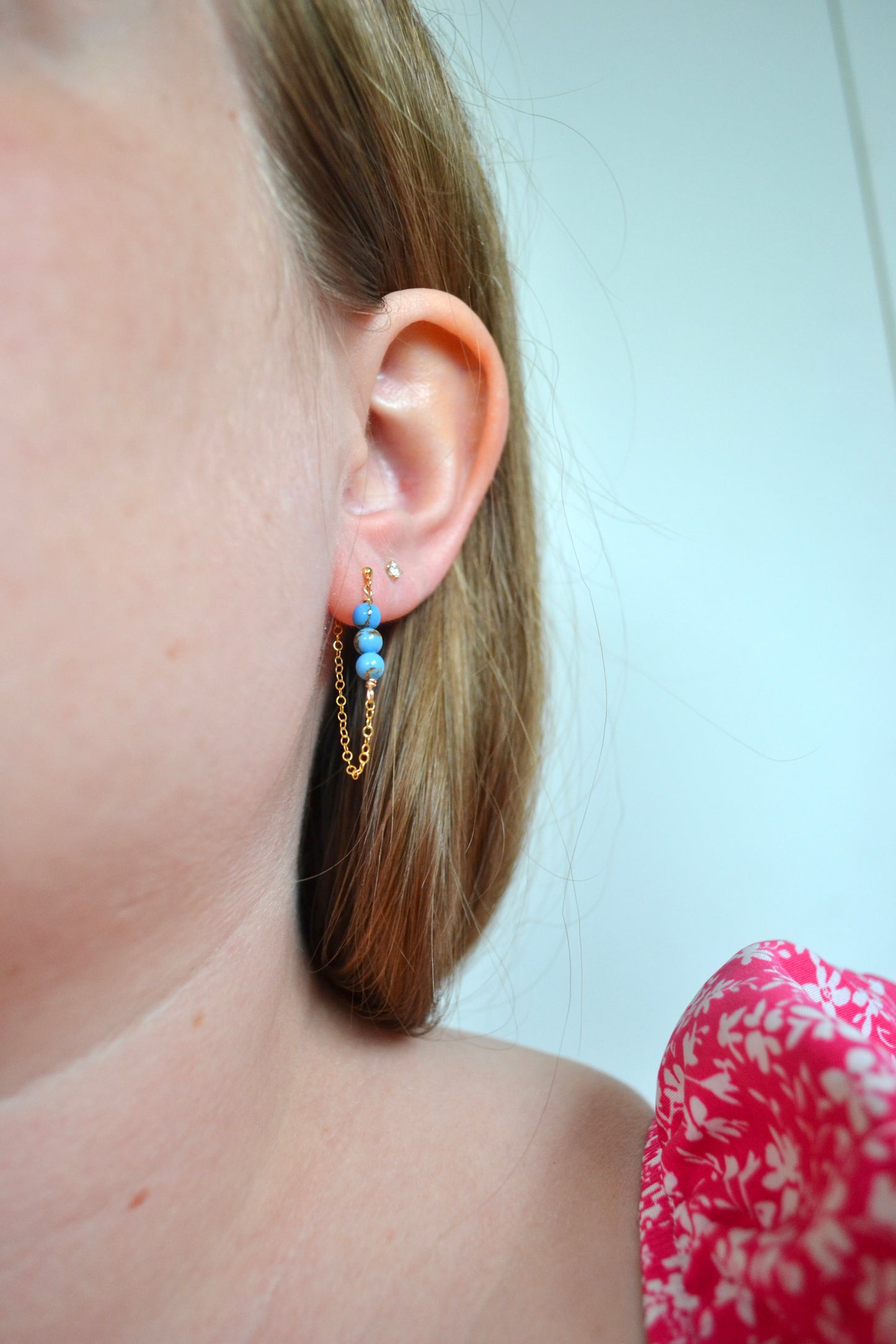 Blue Turquoise Stud Earrings