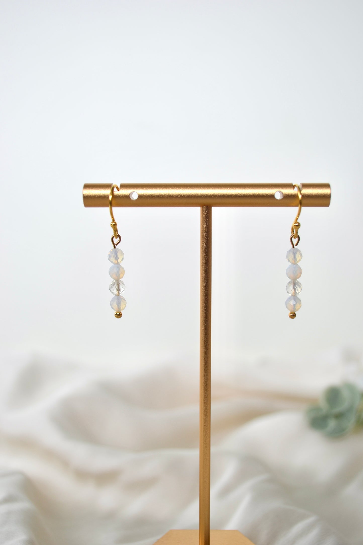 Gold Opal Drop Earrings