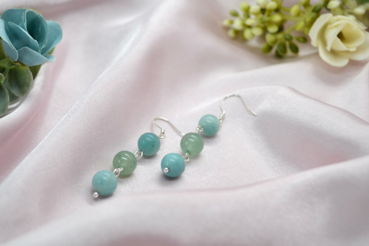 Amazonite and Aventurine Drop Earrings