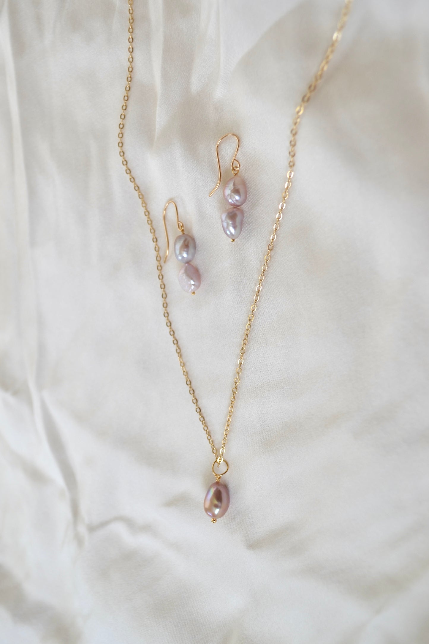 Purple Pearl Drop Earrings