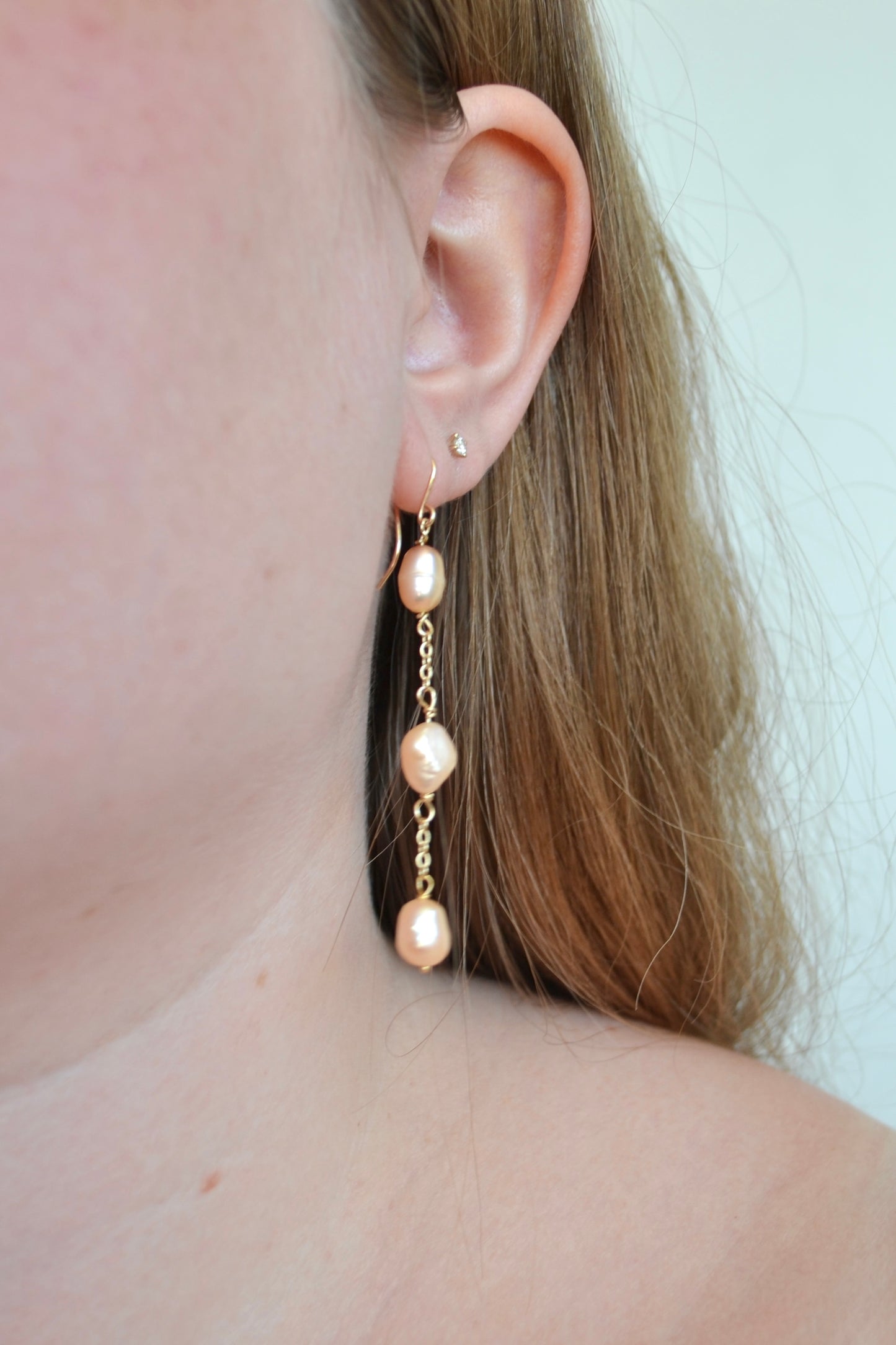 Golden Champagne Pearl Earrings