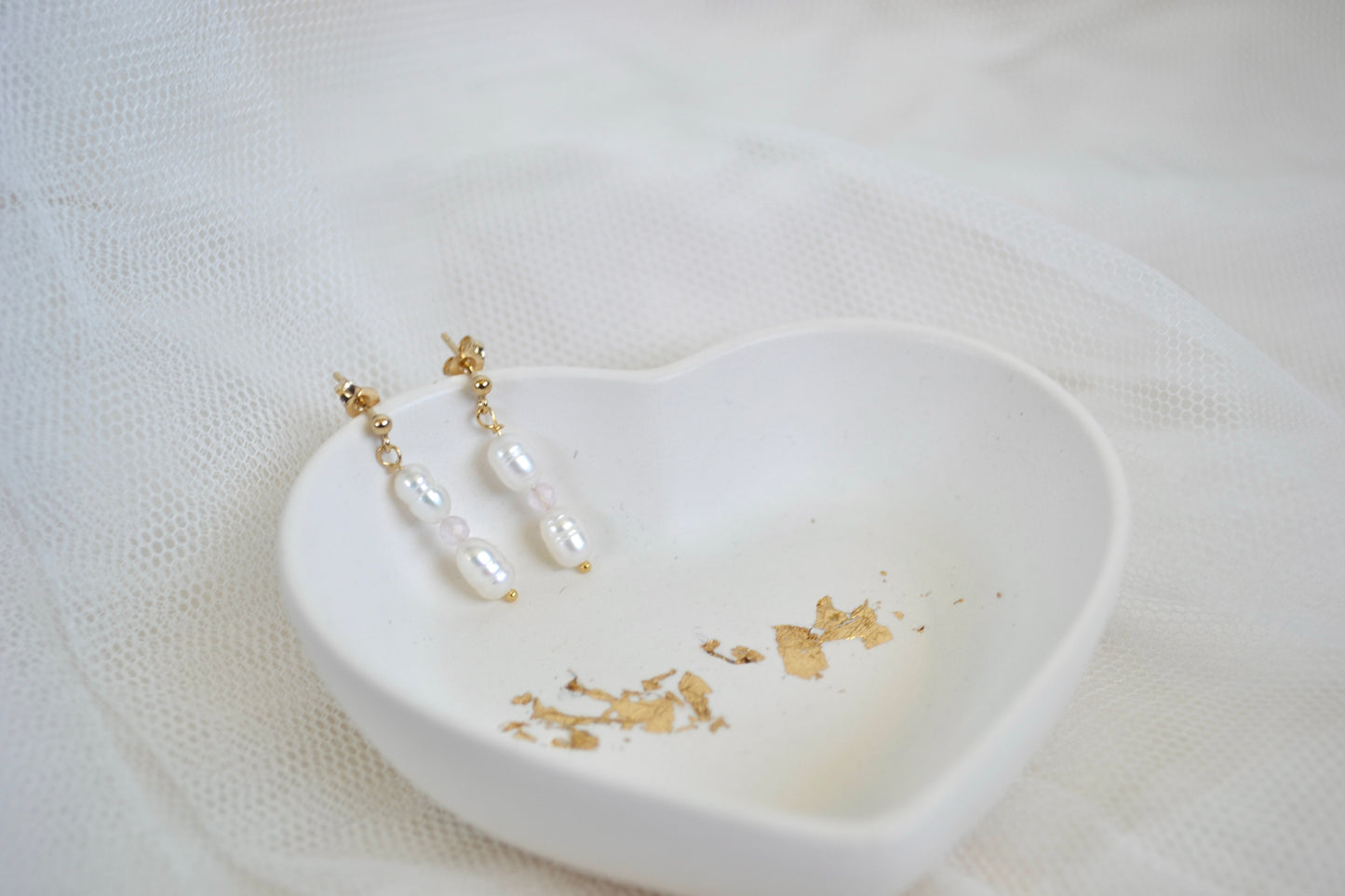 Pearl Rose Quartz Dangling Stud