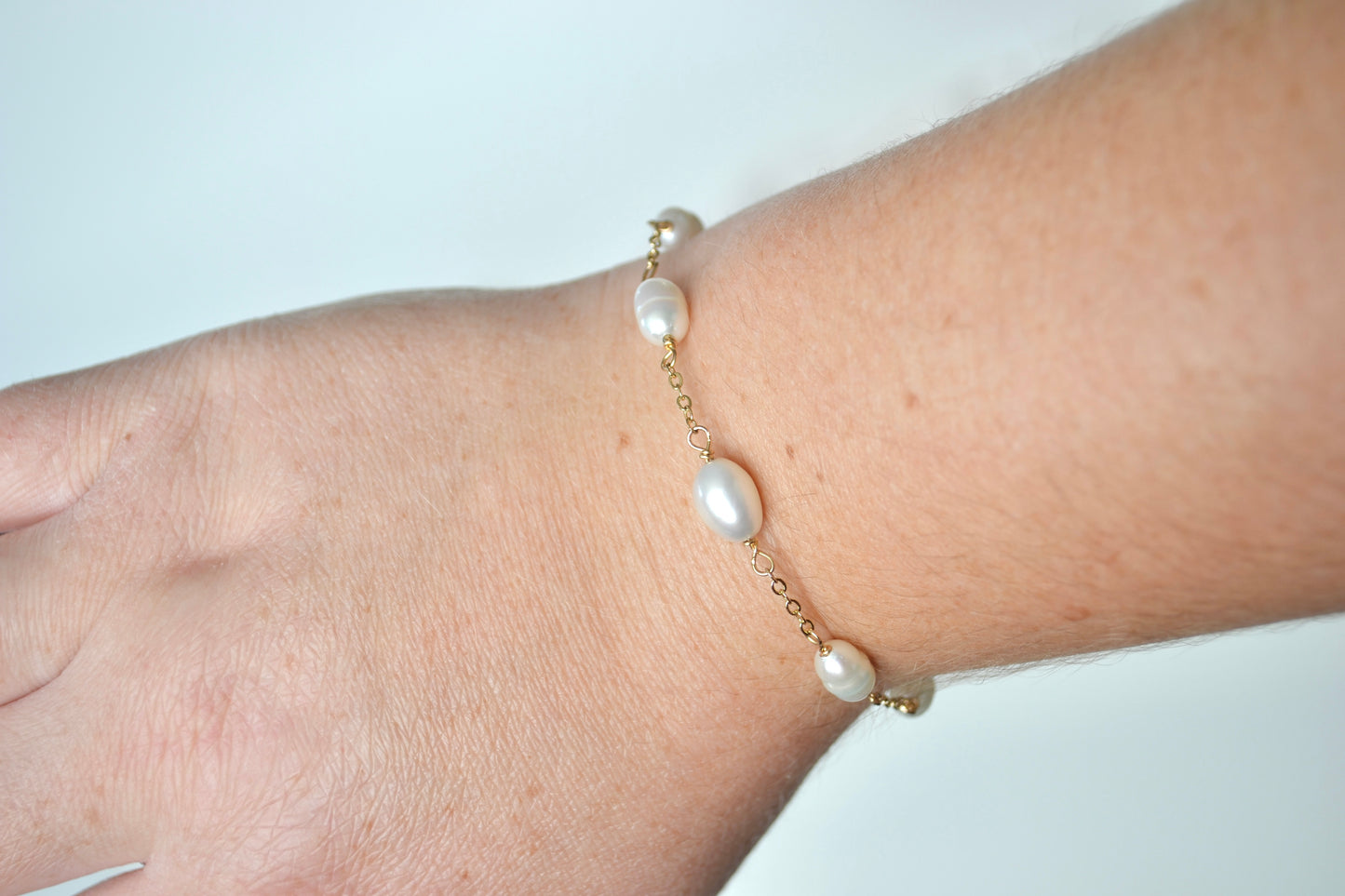 Golden Pearl Chain Bracelet