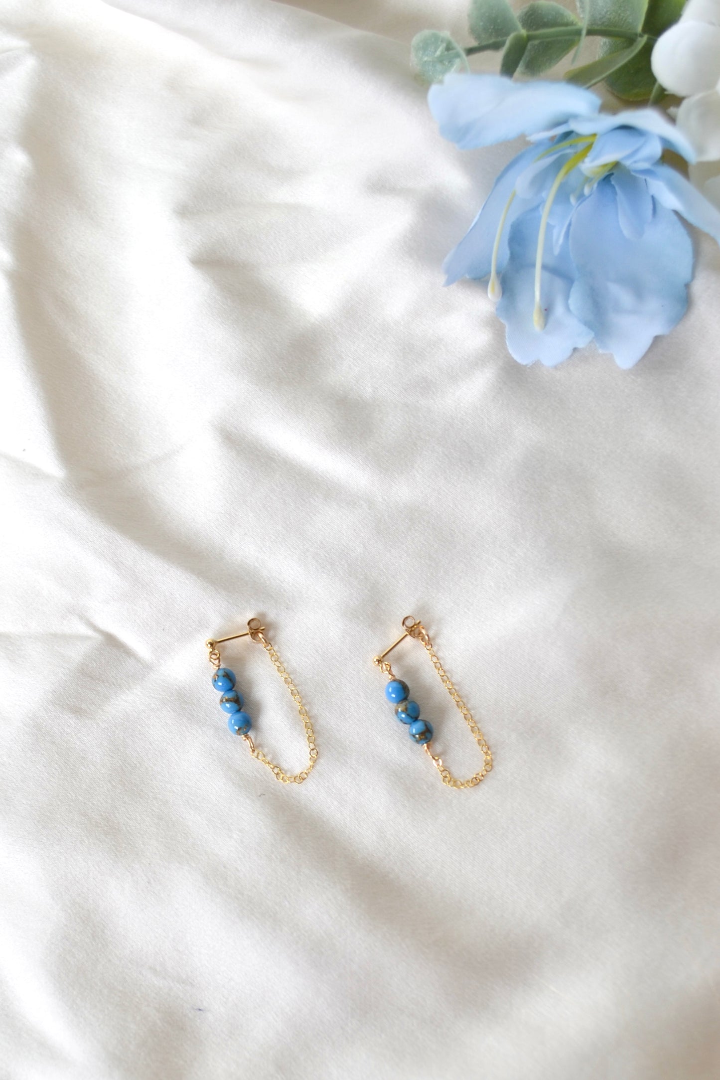Blue Turquoise Stud Earrings