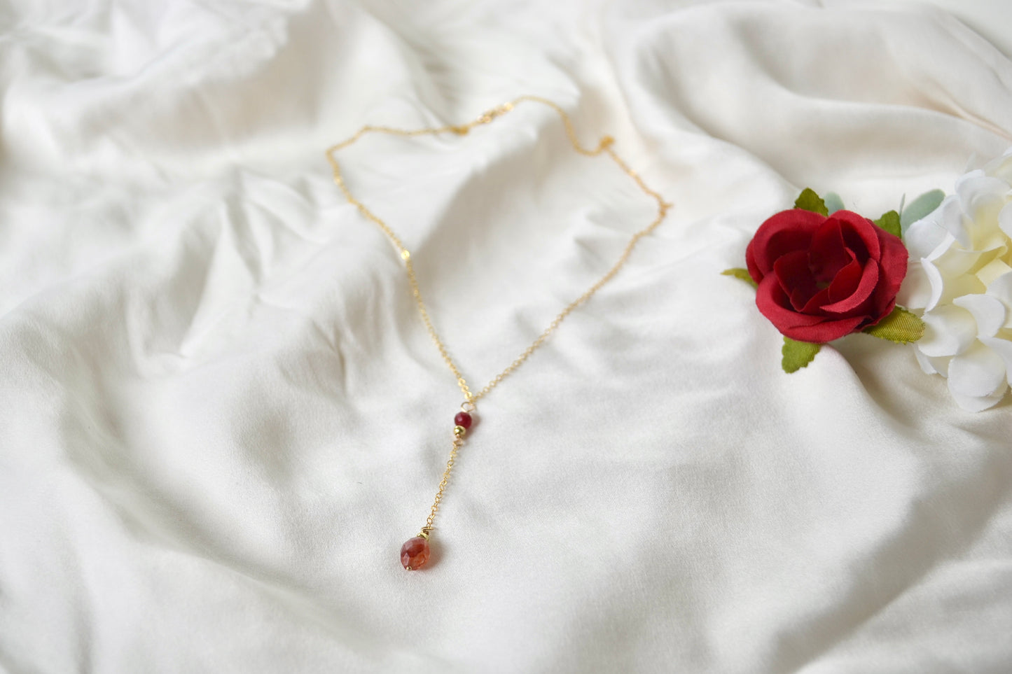 Red Chalcedony and Red Quartz Necklace
