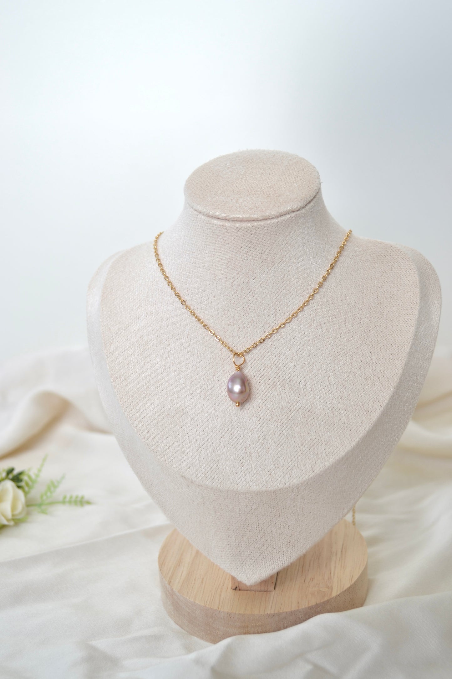 Purple Pearl Drop Necklace