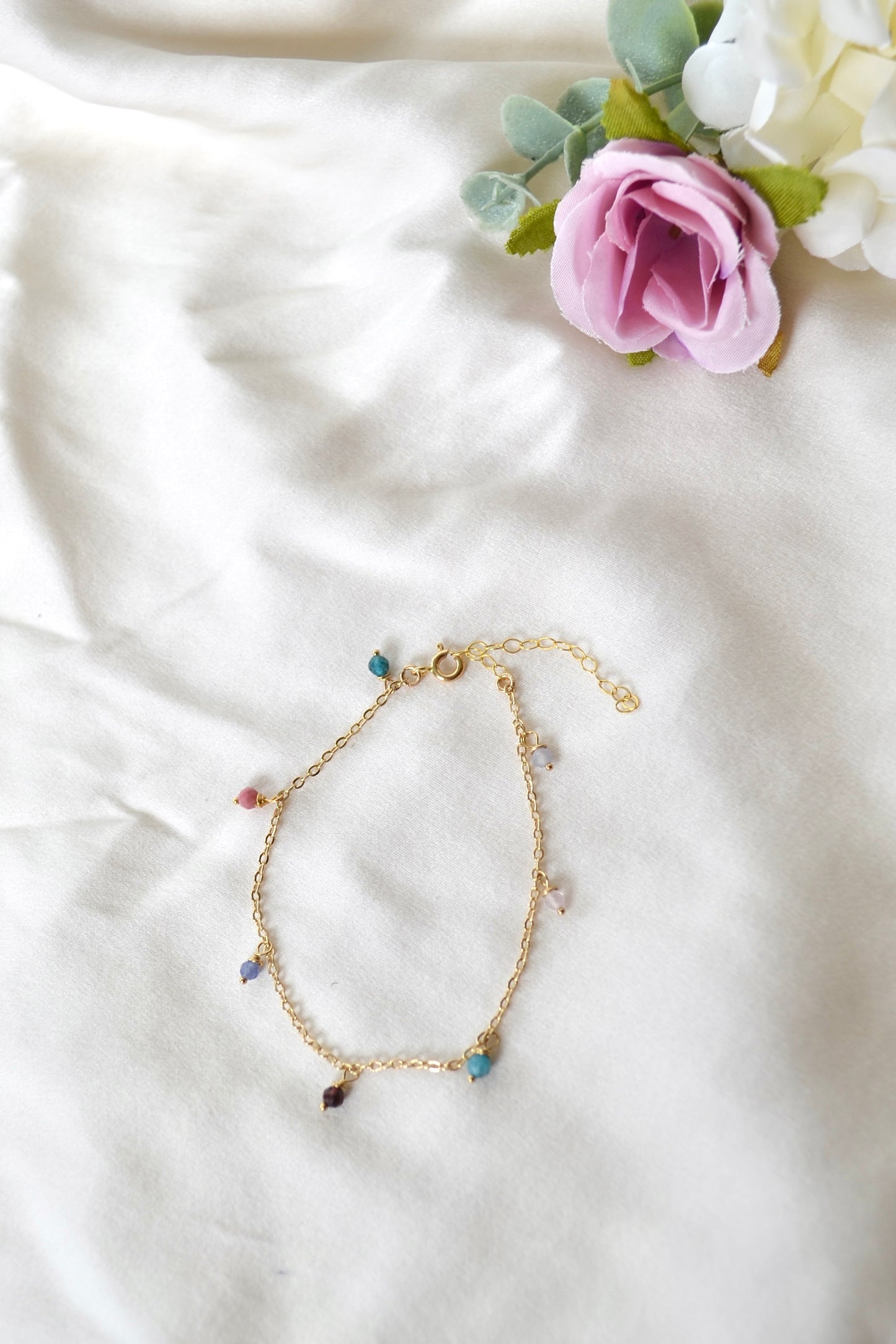 Gemstone Bracelet - Rose Quartz, Tanzanite, Rhodochrosite, Apatite & Garnet