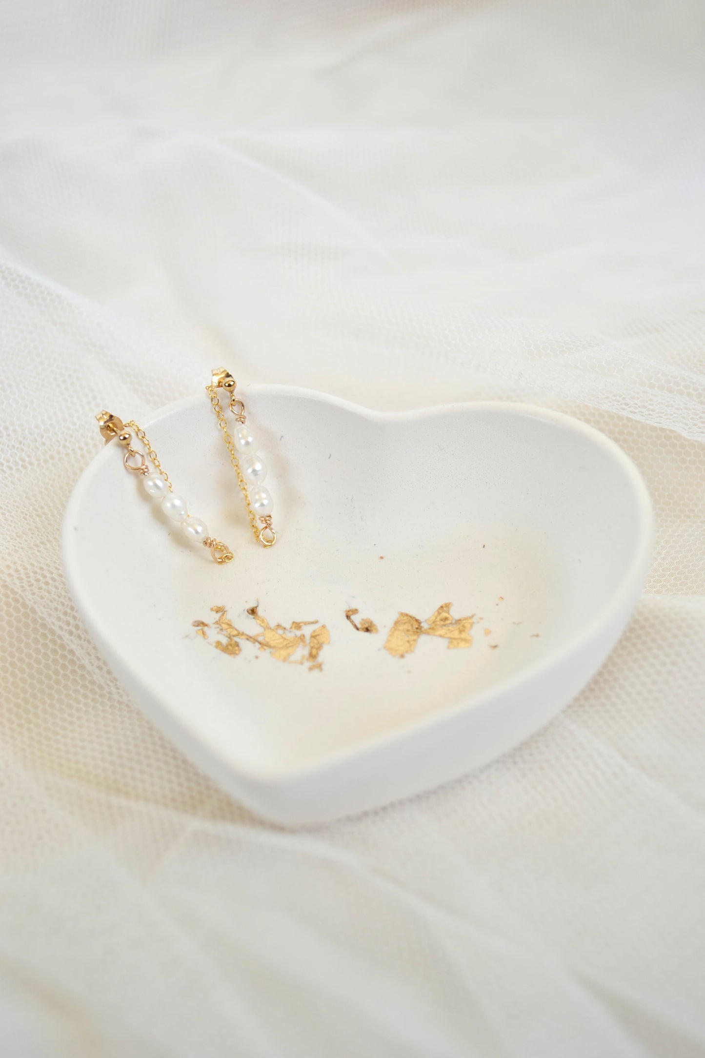 Golden Trio of Pearls Earrings