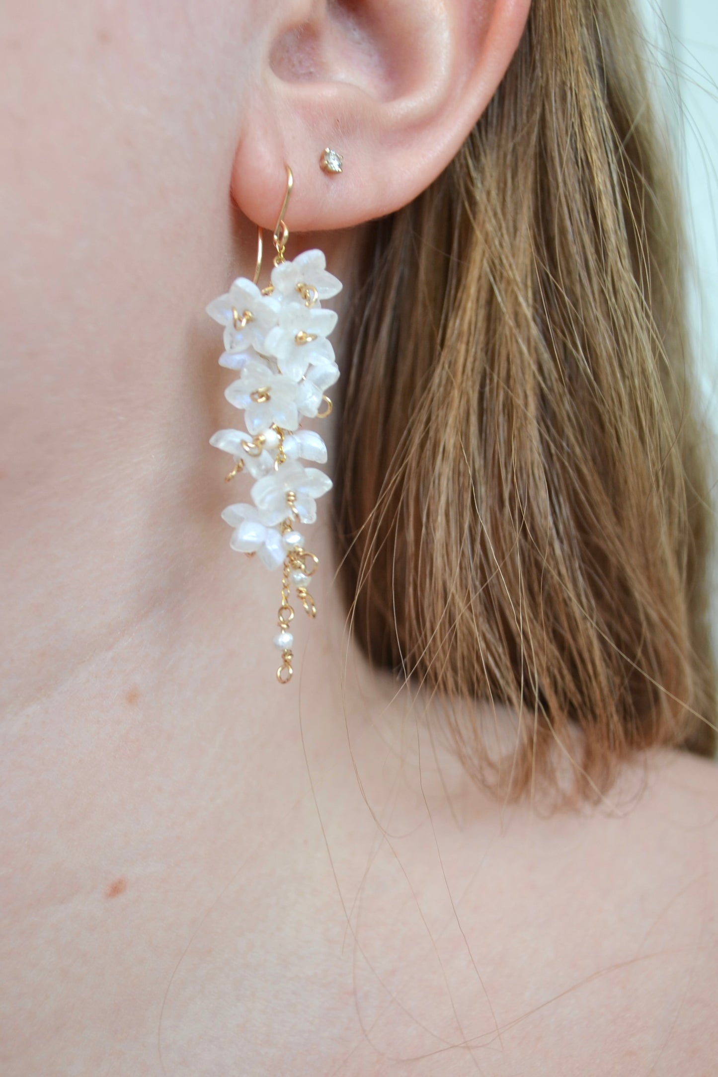 Cascading Pearl Flower Earrings