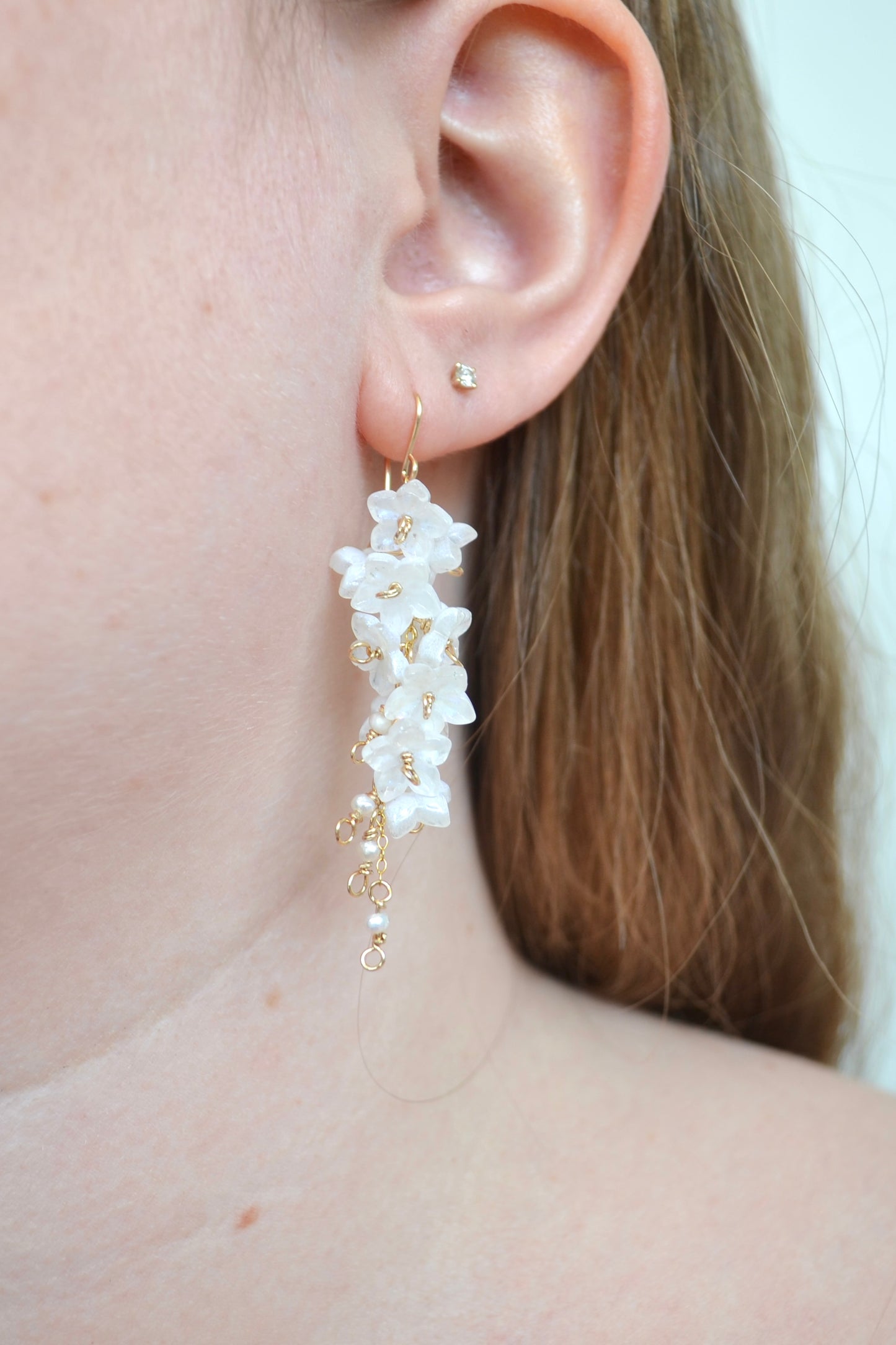 Cascading Pearl Flower Earrings