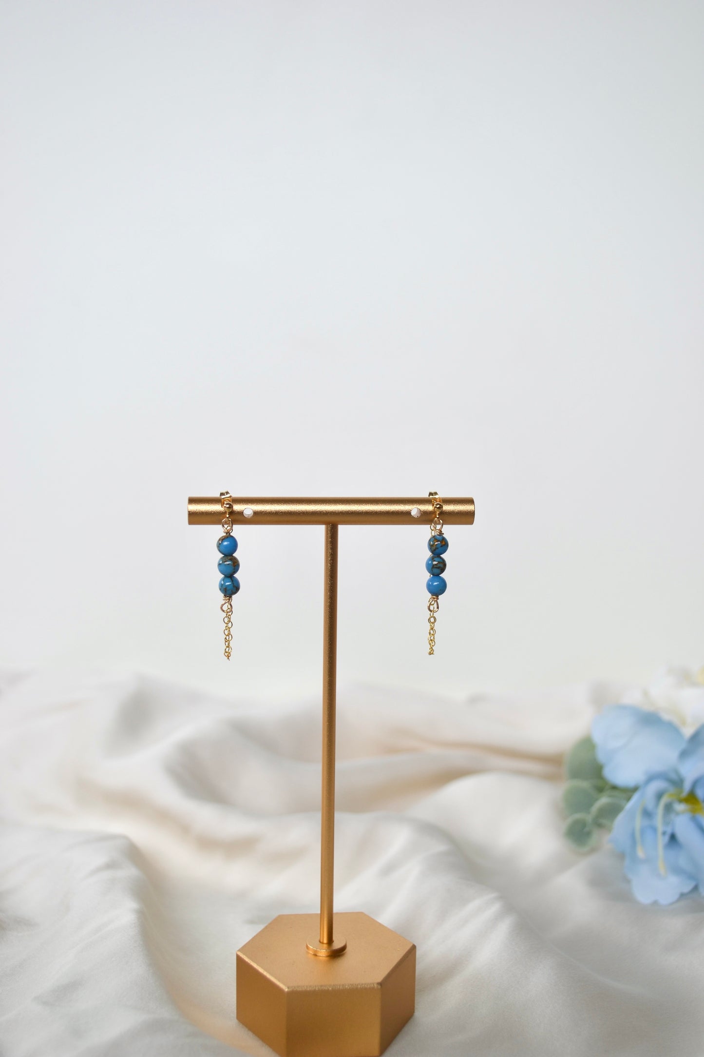 Blue Turquoise Stud Earrings