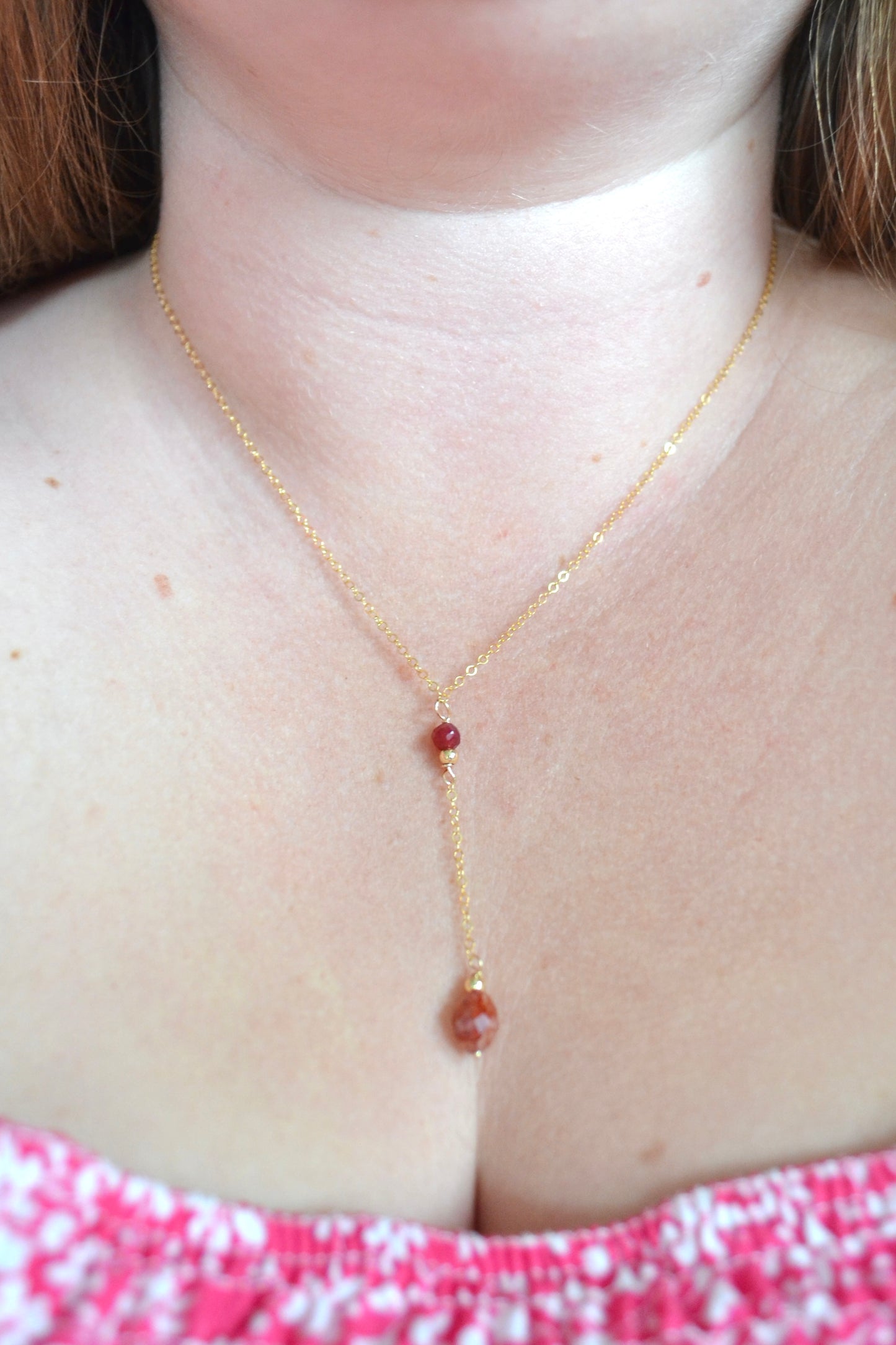 Red Chalcedony and Red Quartz Necklace