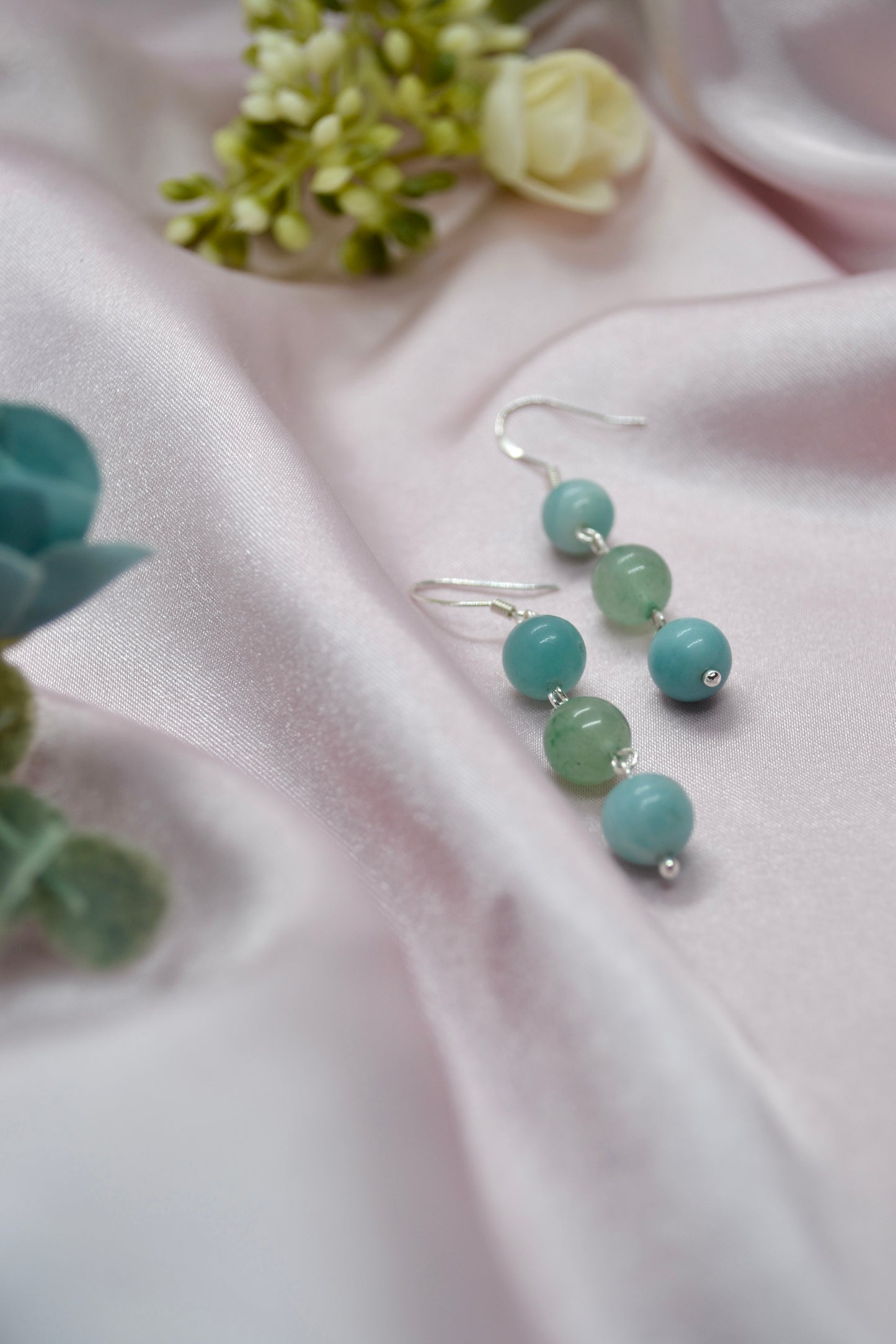 Amazonite and Aventurine Drop Earrings