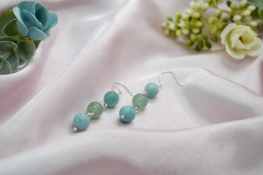 Amazonite and Aventurine Drop Earrings