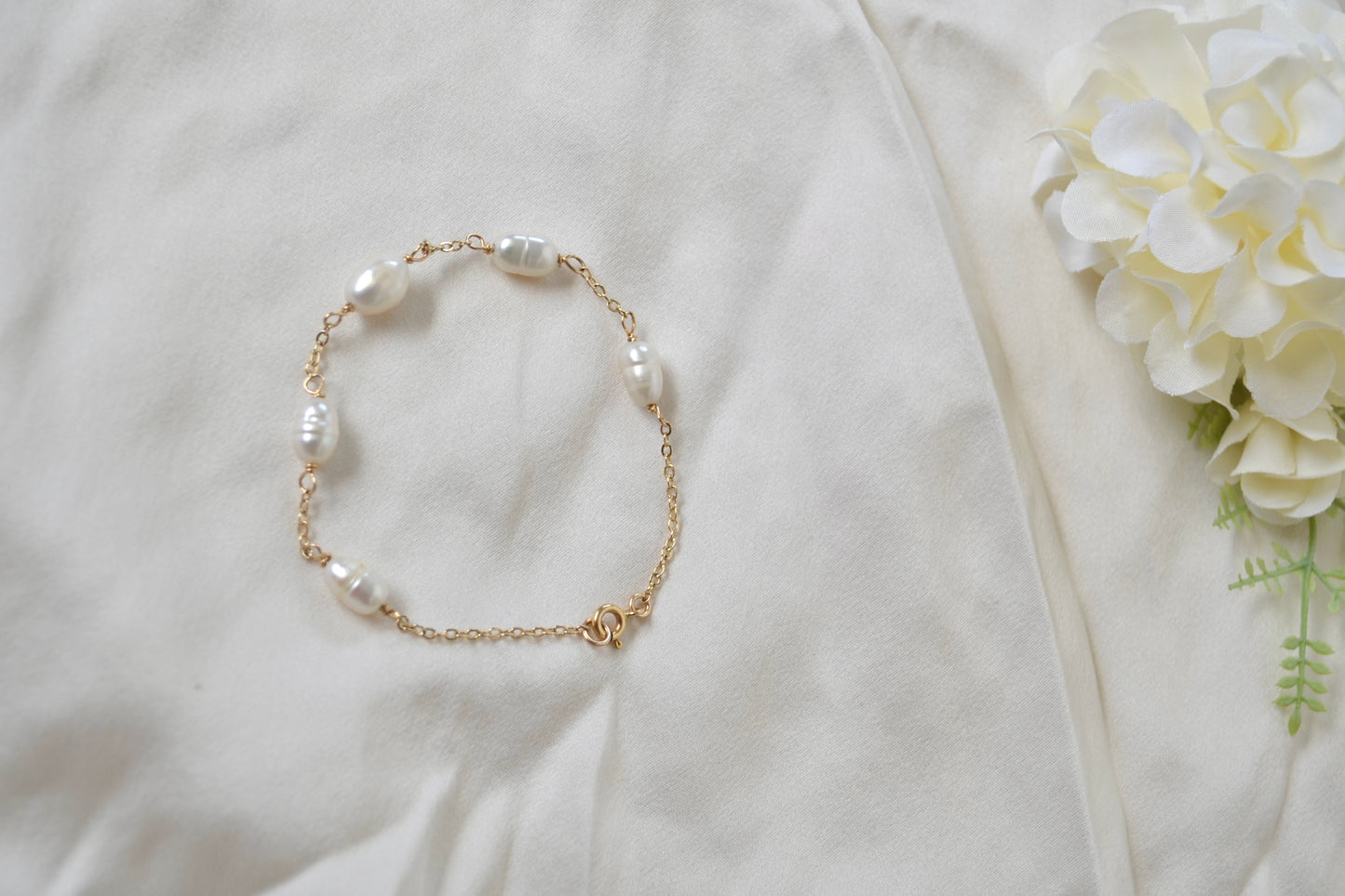 Golden Pearl Chain Bracelet