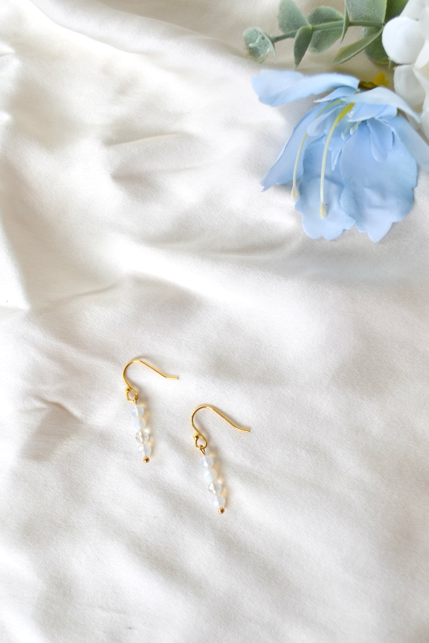 Gold Opal Drop Earrings