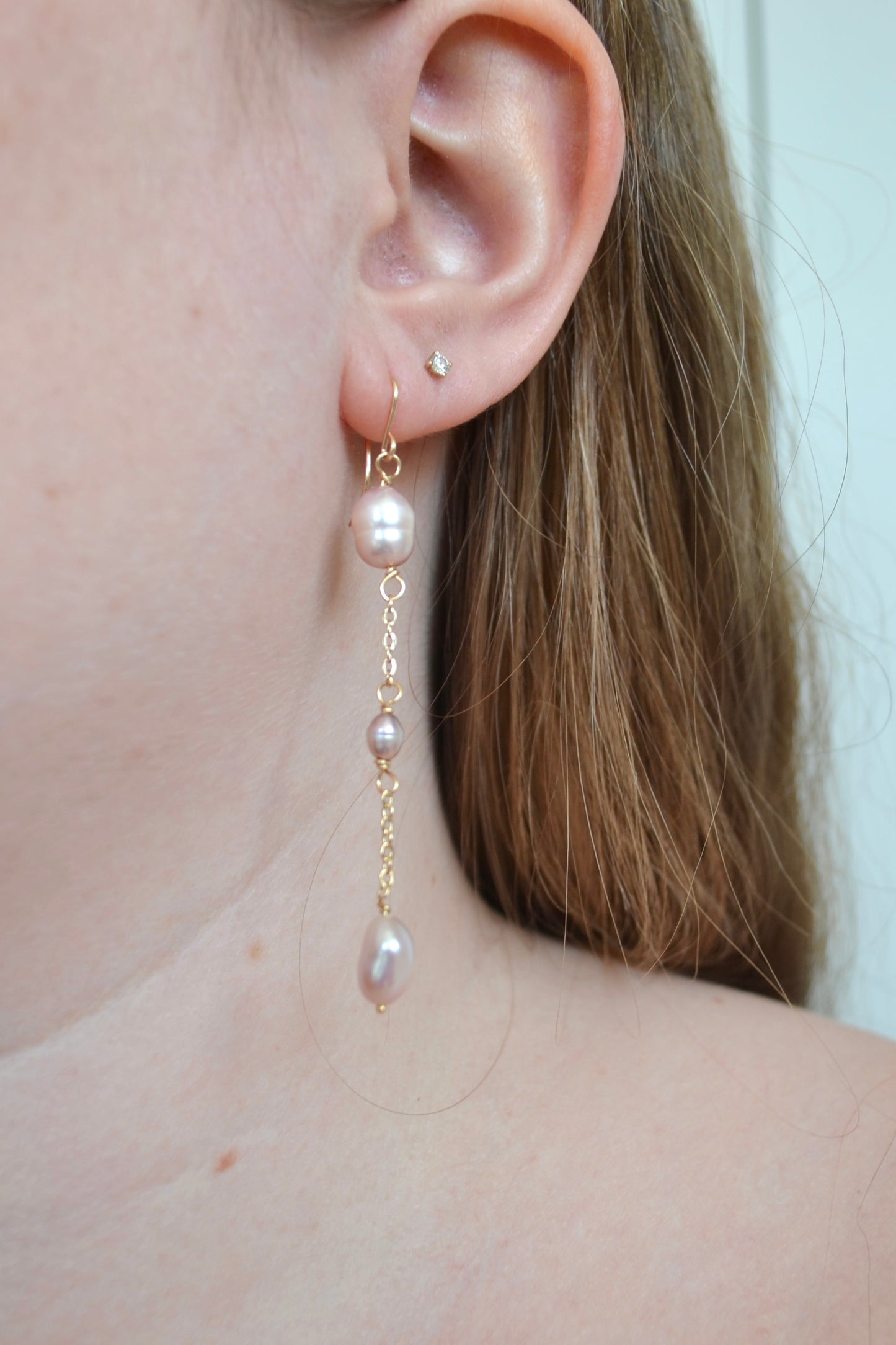 Perfectly Unbalanced Purple Pearl Earrings