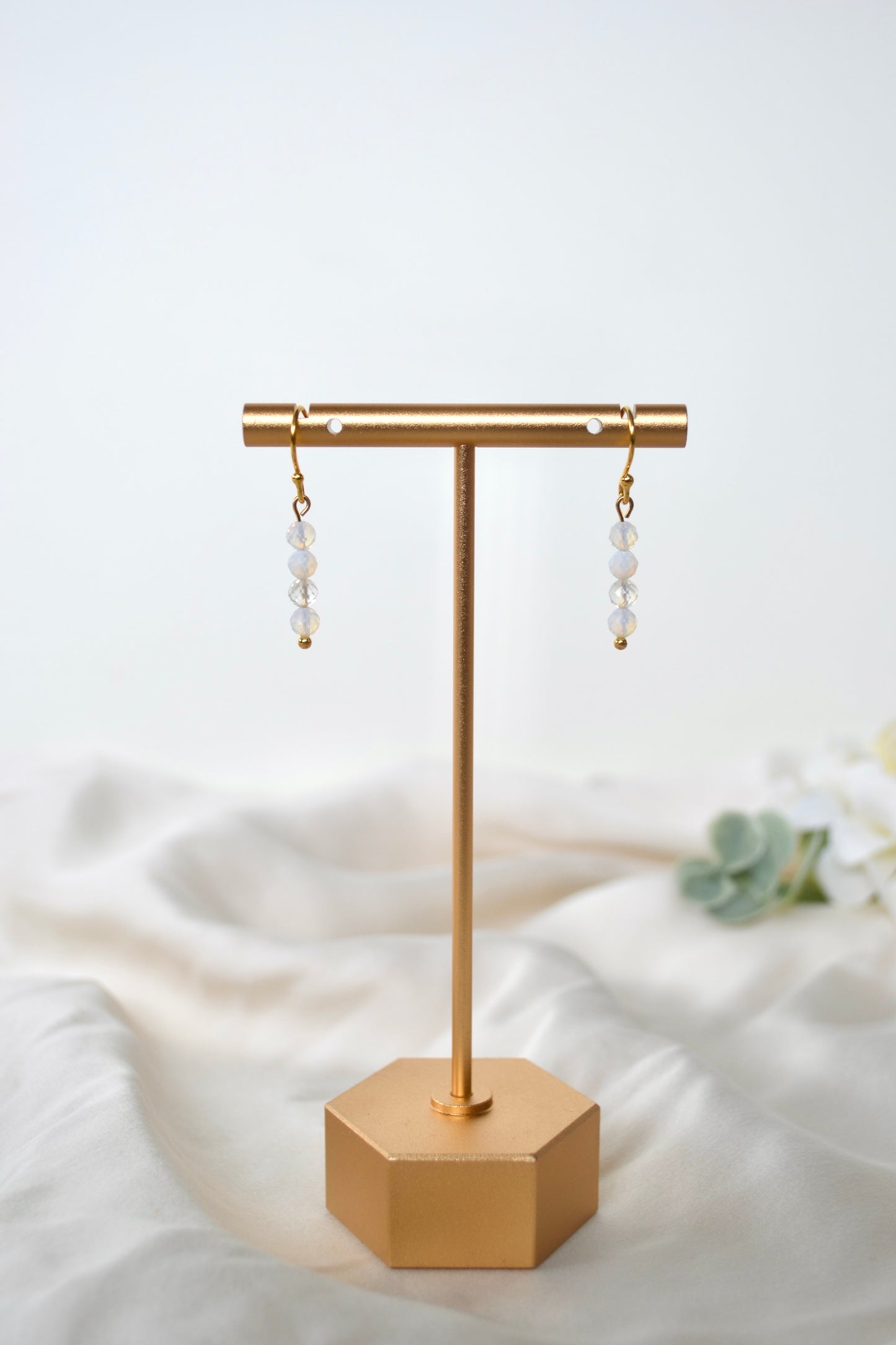 Gold Opal Drop Earrings