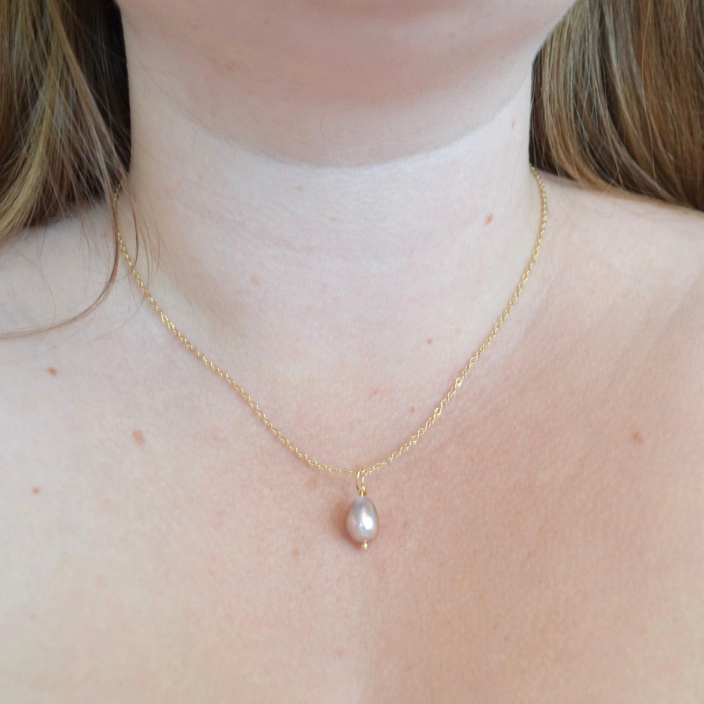 Purple Pearl Drop Necklace