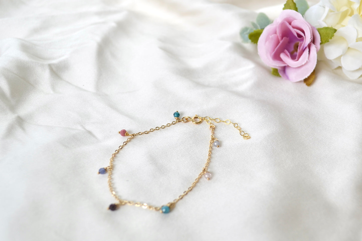 Gemstone Bracelet - Rose Quartz, Tanzanite, Rhodochrosite, Apatite & Garnet