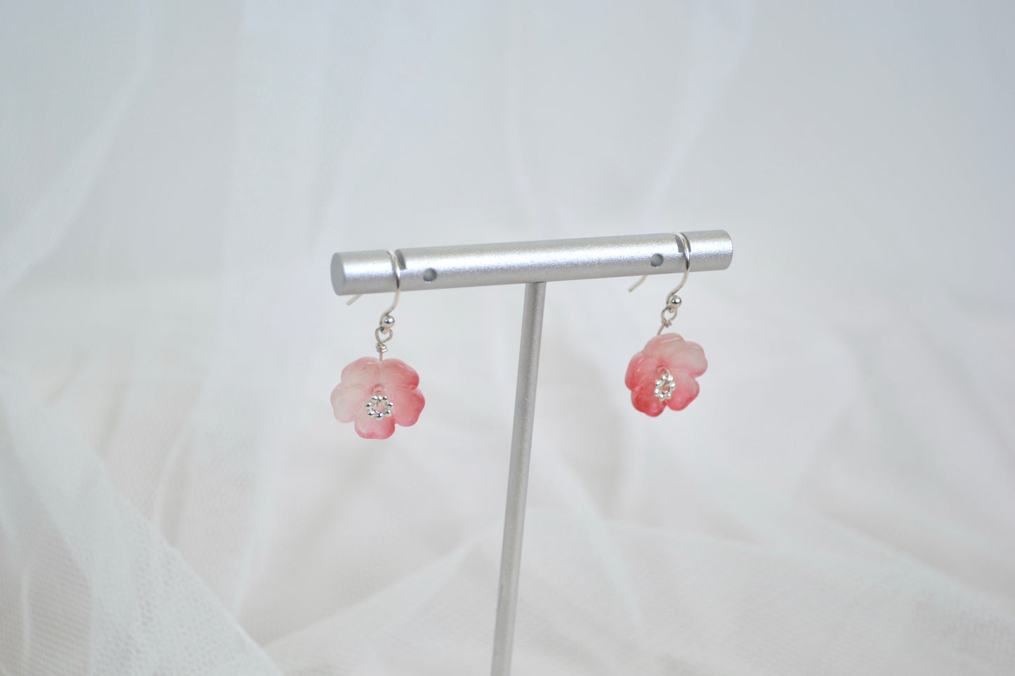 Red Gradient Flower Earrings