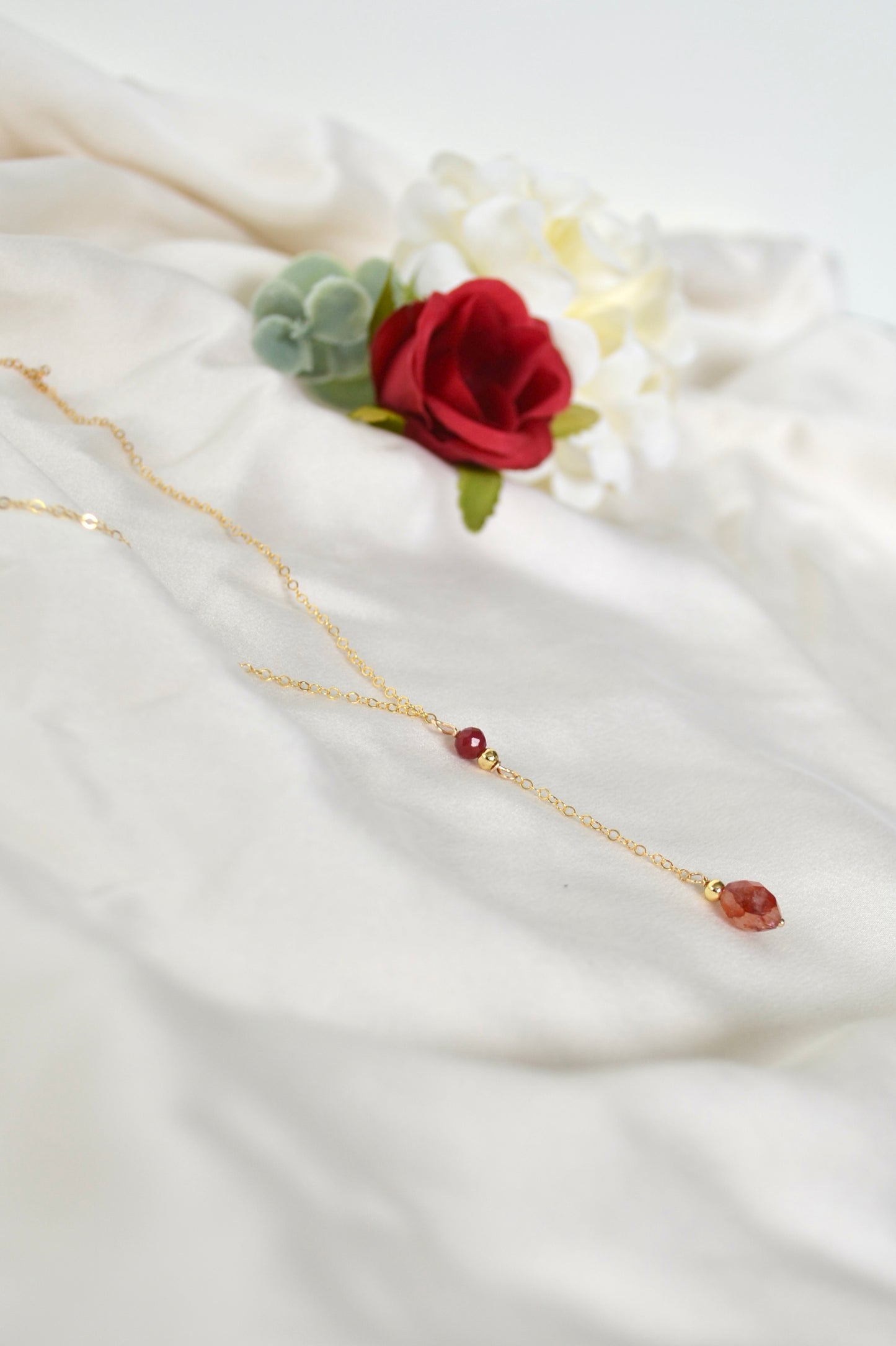 Red Chalcedony and Red Quartz Necklace