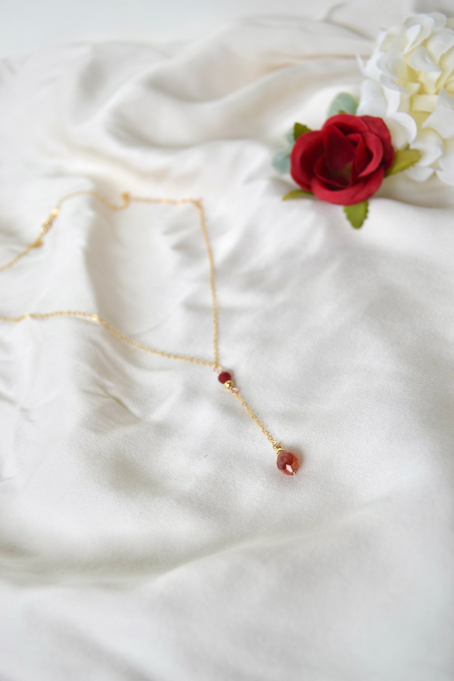Red Chalcedony and Red Quartz Necklace