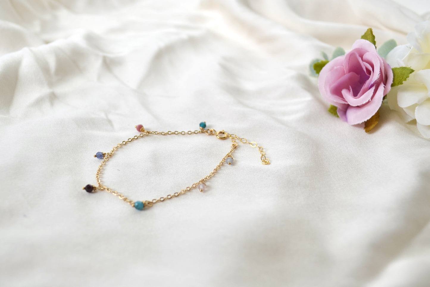 Gemstone Bracelet - Rose Quartz, Tanzanite, Rhodochrosite, Apatite & Garnet