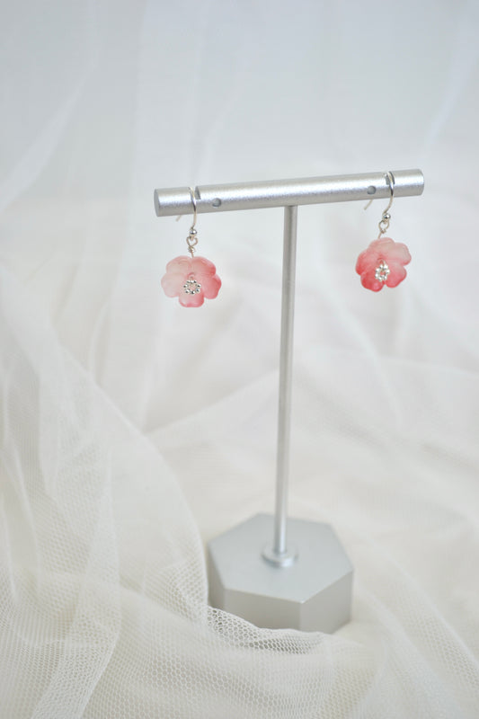 Red Gradient Flower Earrings