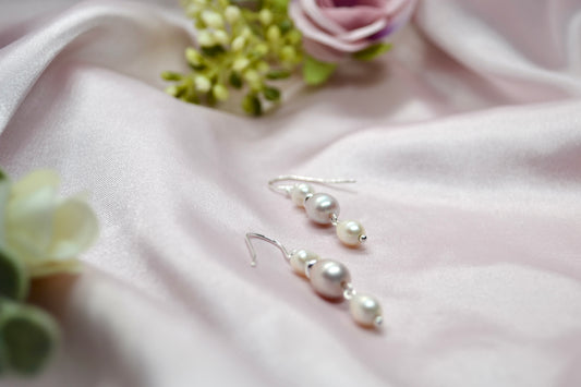 White and Pink Pearl Drop Earrings