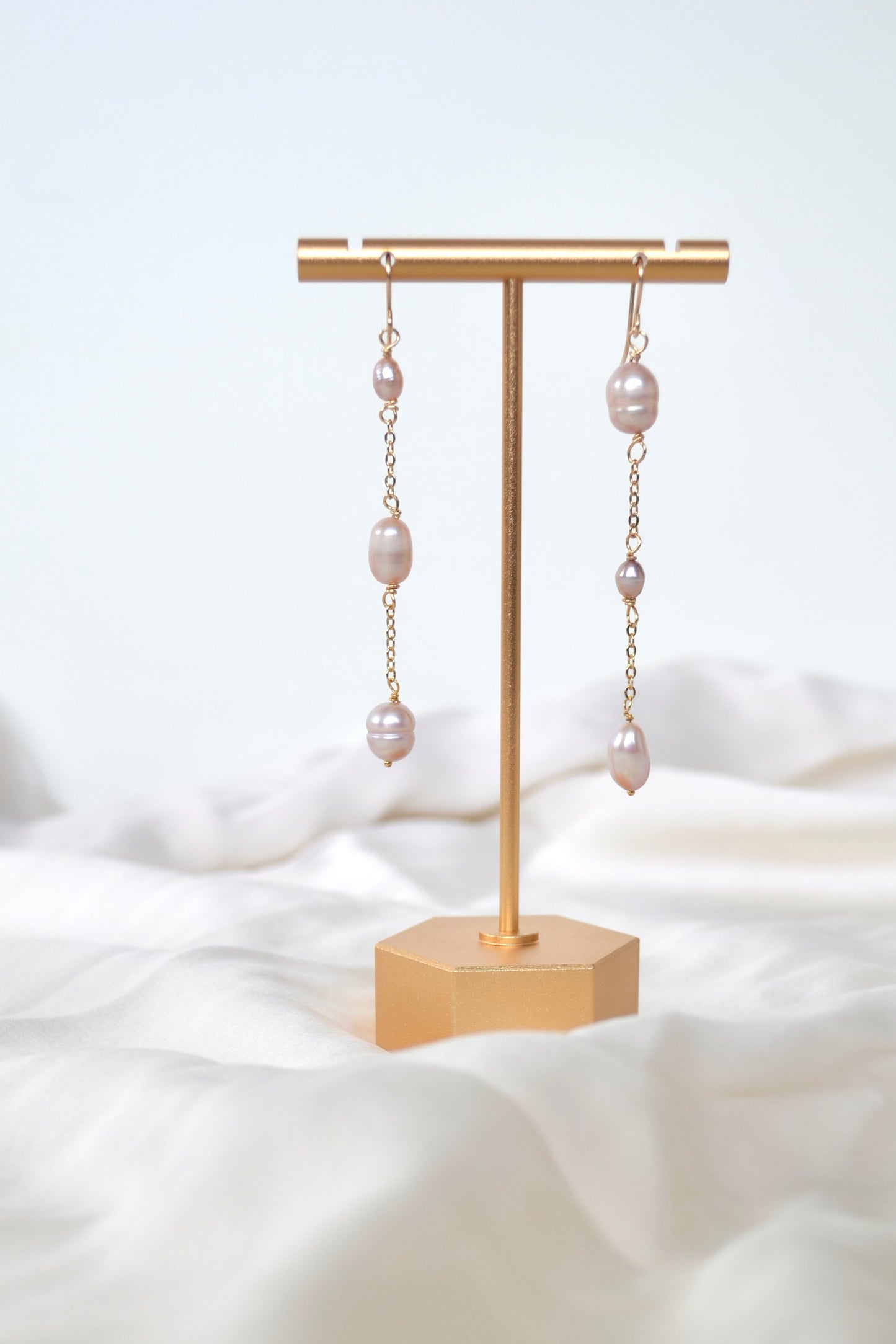 Perfectly Unbalanced Purple Pearl Earrings