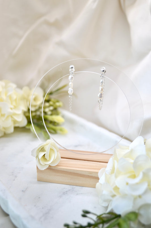 Trio of Pearls Chain Earrings