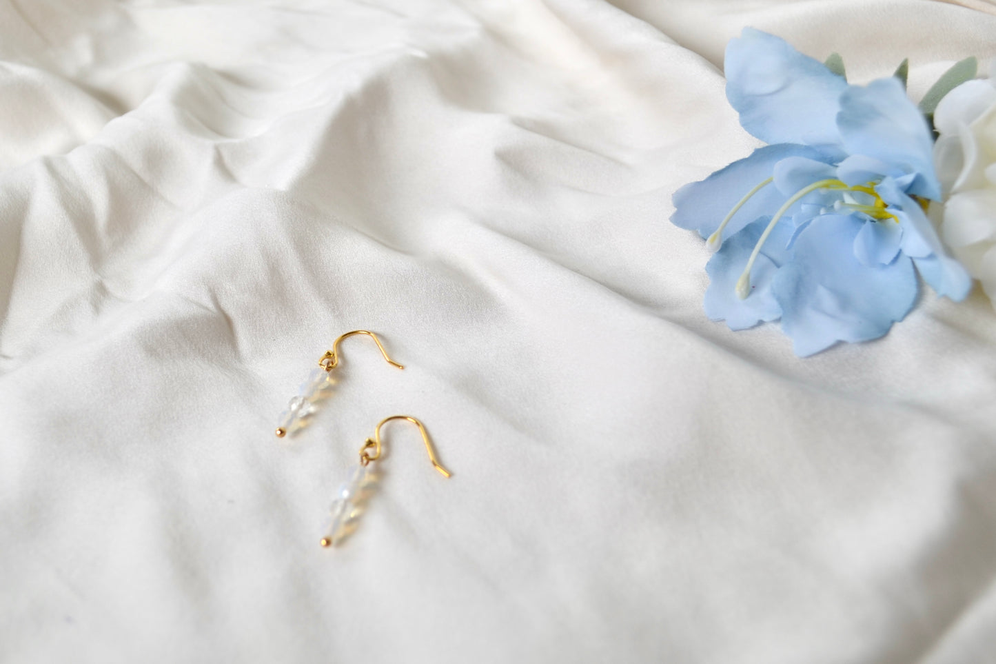 Gold Opal Drop Earrings