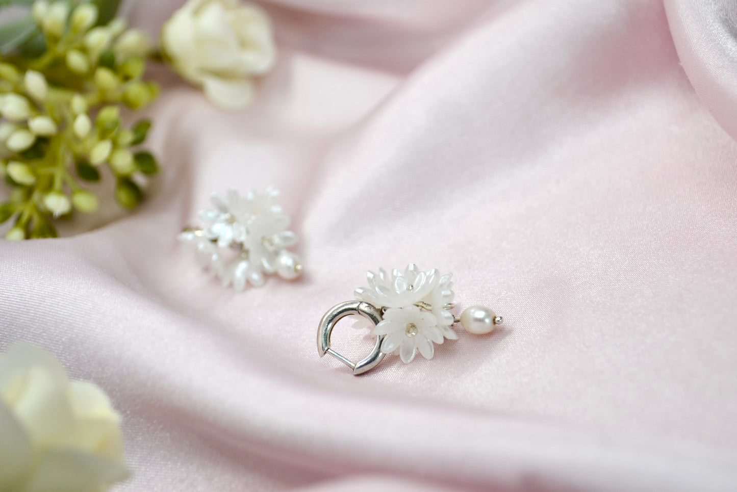 Flower Ball Pearl Earrings