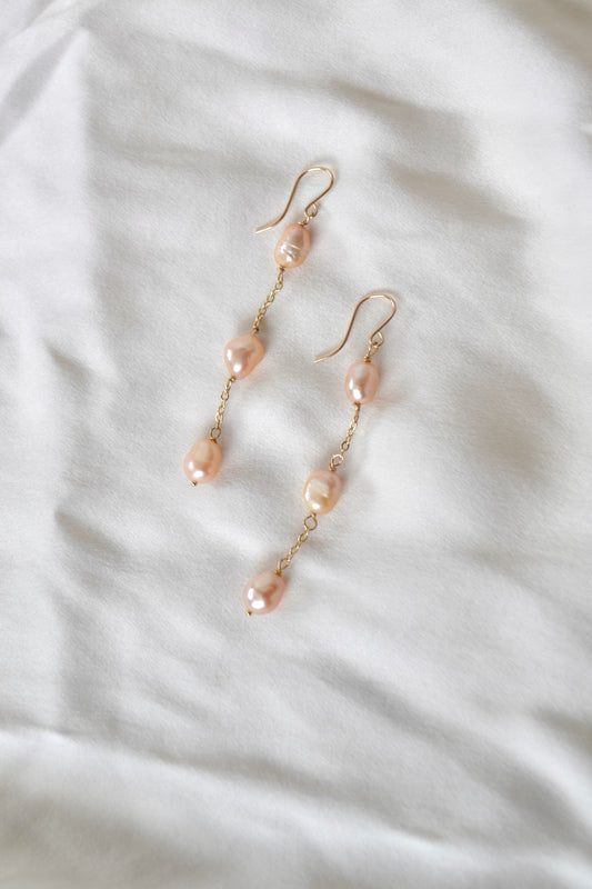 Golden Champagne Pearl Earrings