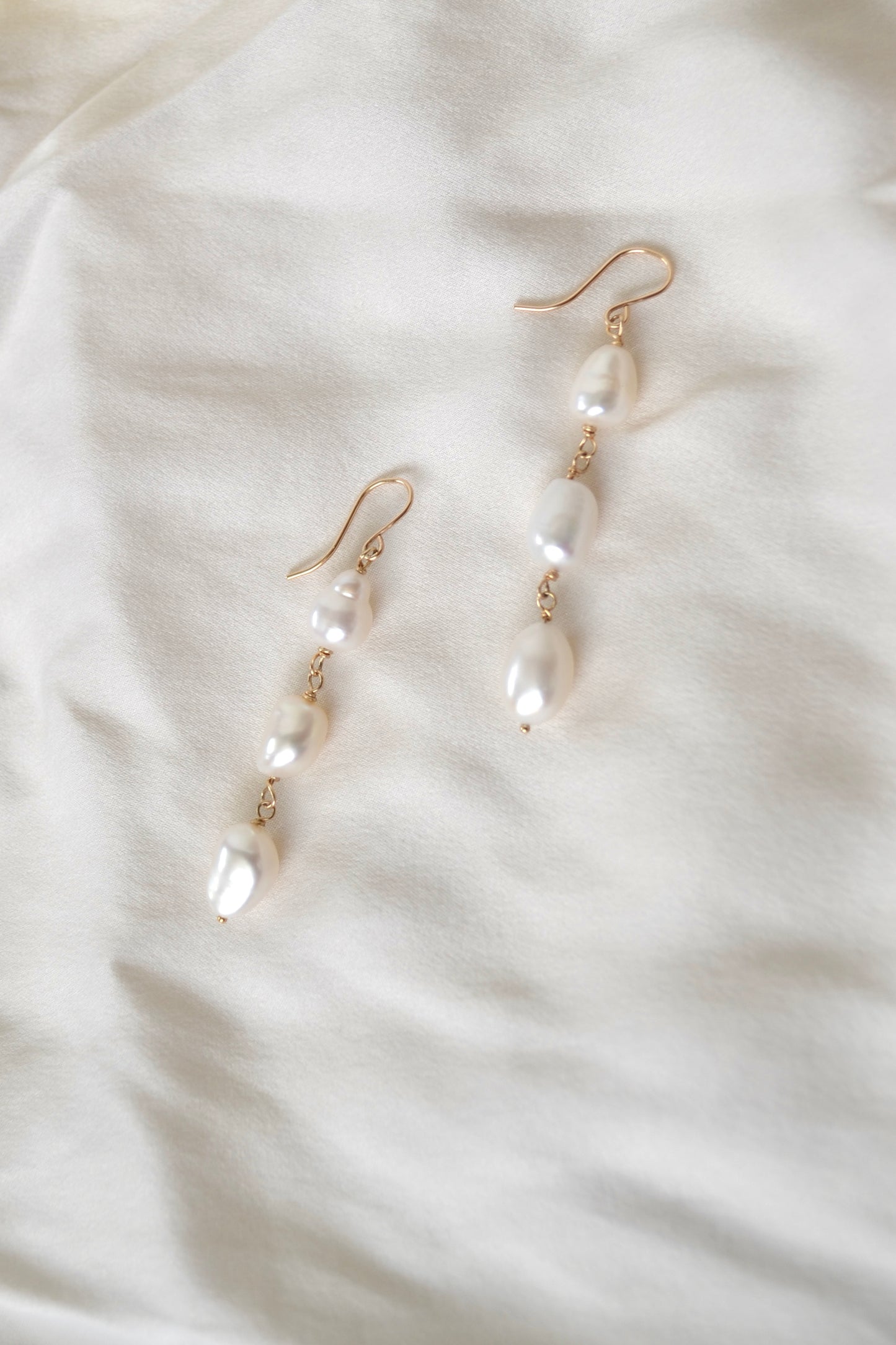 Golden White Pearl Drop Earrings