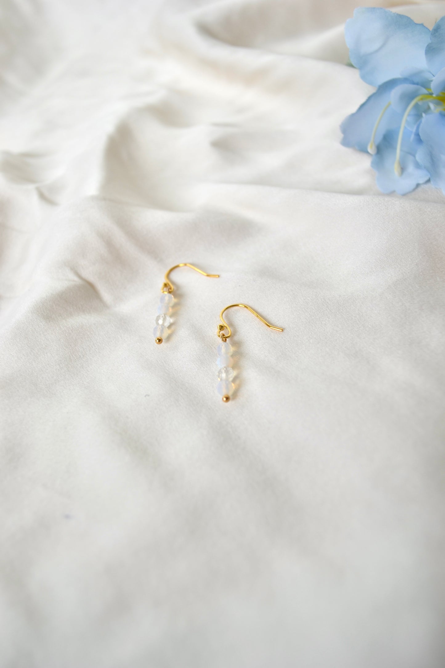 Gold Opal Drop Earrings