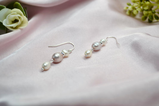 White and Pink Pearl Drop Earrings