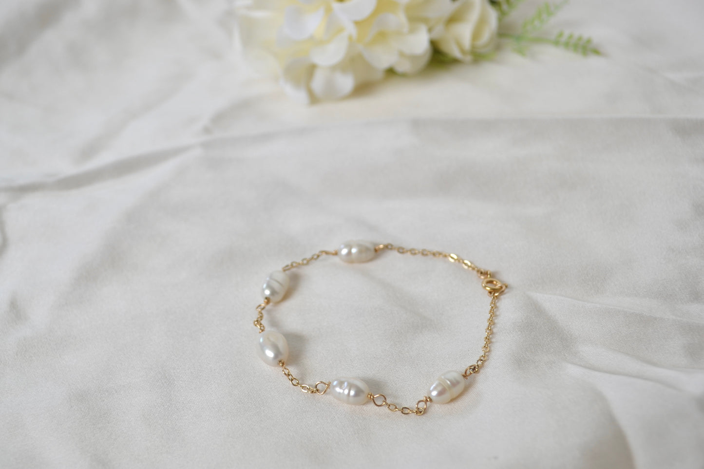 Golden Pearl Chain Bracelet