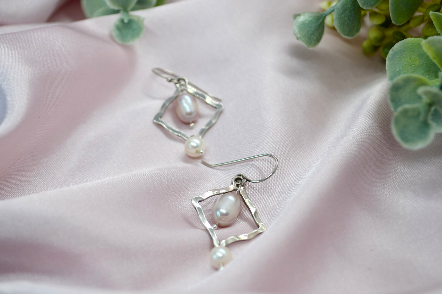 Mixed Pearl Diamond Shape Earrings
