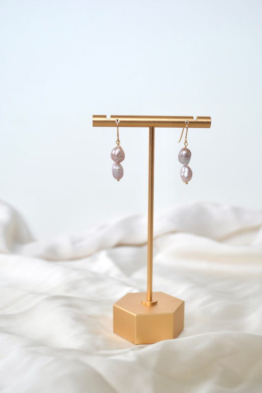 Purple Pearl Drop Earrings