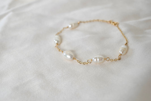 Golden Pearl Chain Bracelet